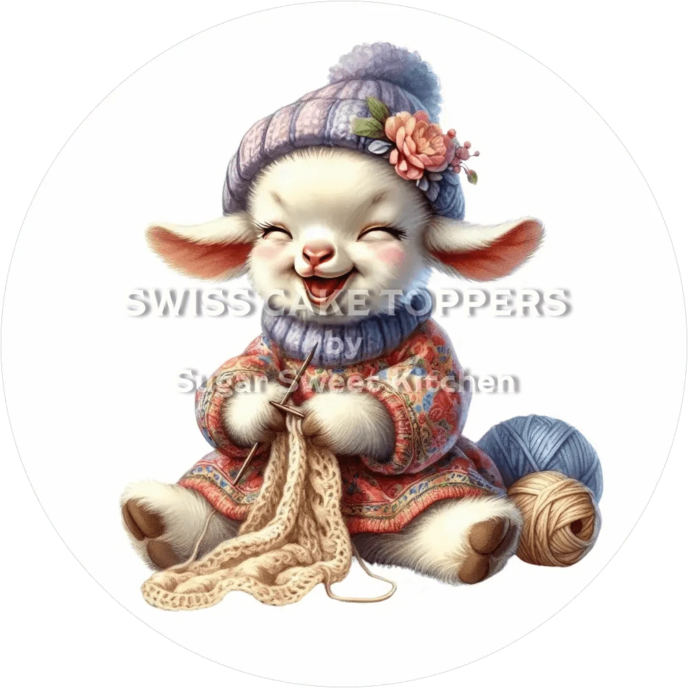 Süsser Tortenaufleger Stricken4 - personalisierbar - Fondant- Torten- & Cupcakeaufleger Sugar Sweet Kitchen