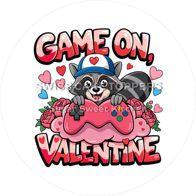 Süsser Valentins- Tortenaufleger für Gamer - personalisierbar