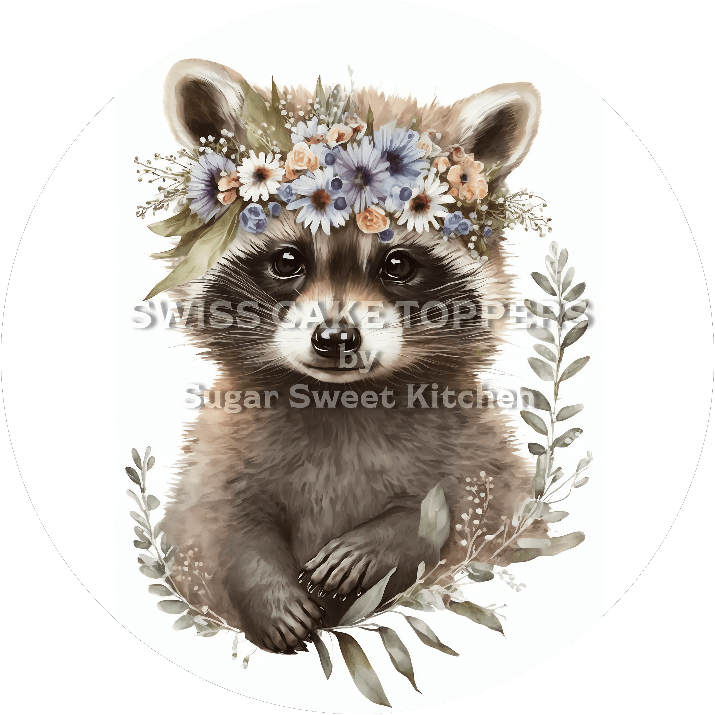 Süsser Waschbär-Tortenaufleger1 - personalisierbar - Fondant- Torten- & Cupcakeaufleger Sugar Sweet Kitchen