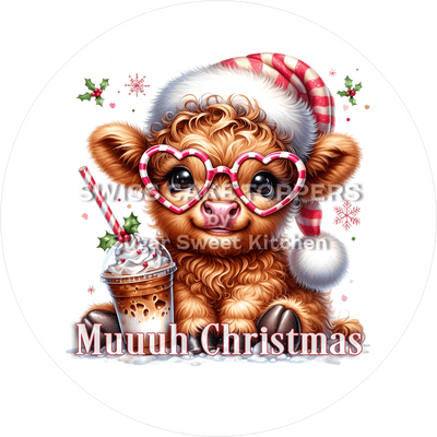 Süsser Weihnachts-Tortenaufleger - Cow4 - personalisierbar