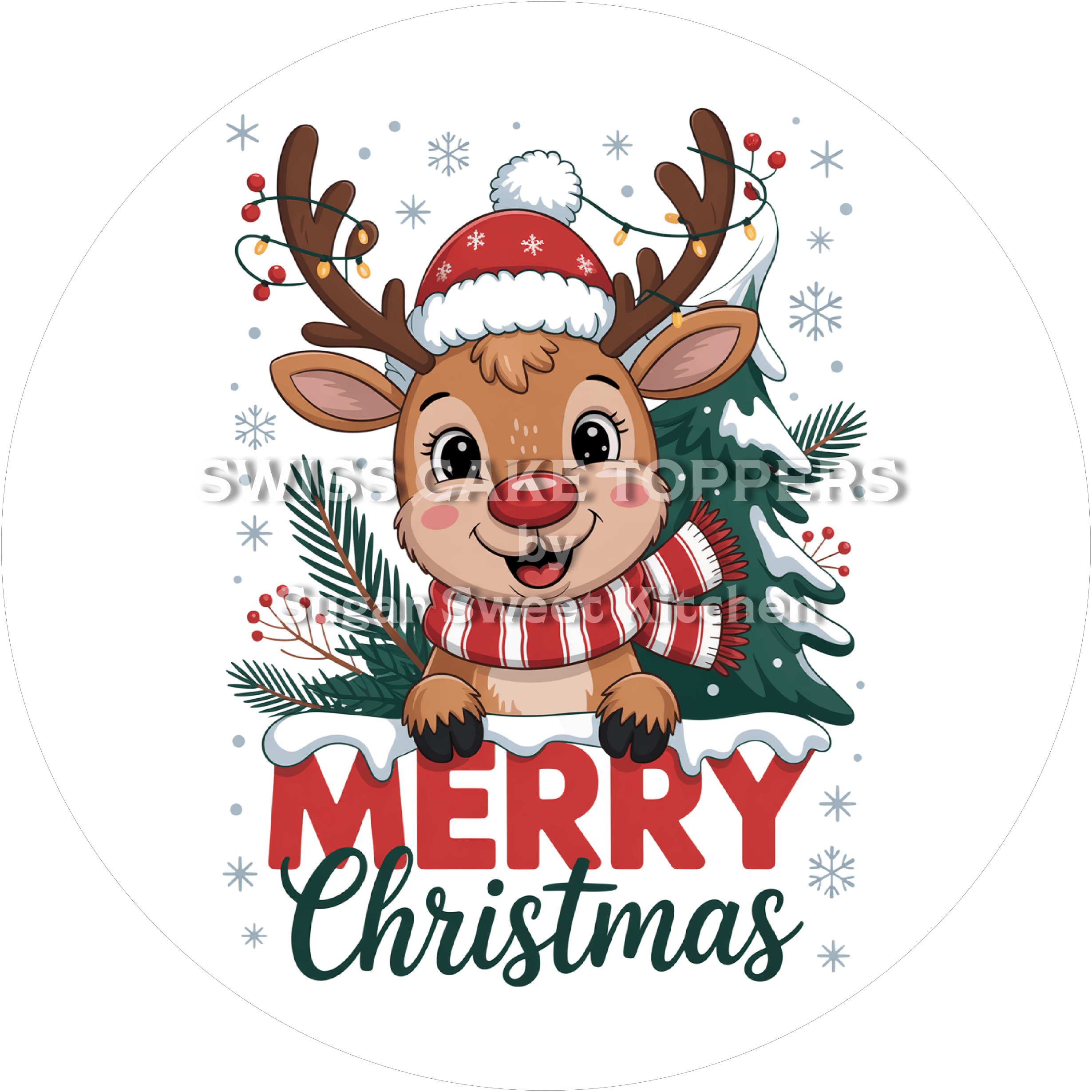 Süsser Weihnachts-Tortenaufleger2 - personalisierbar - Fondant- Torten- & Cupcakeaufleger Sugar Sweet Kitchen