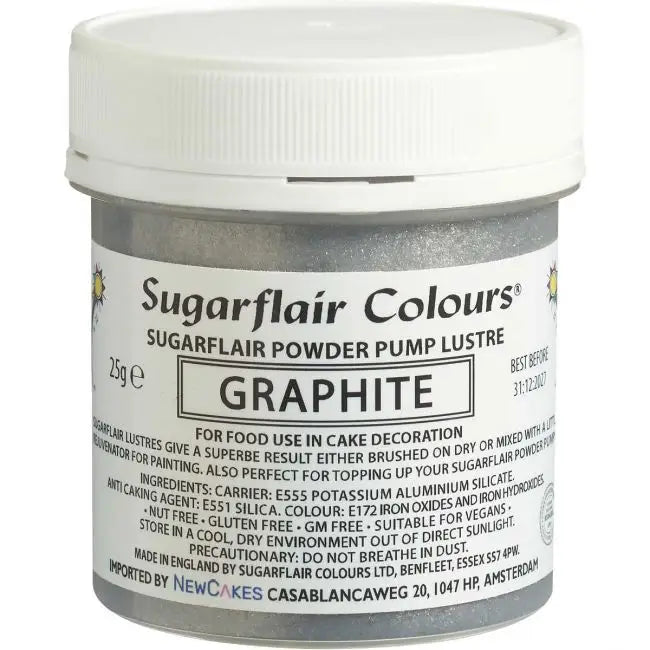 Sugarflair Graphit Glitzer-Puder 25 gr. - Lebensmittelfarben Sugar Sweet Kitchen