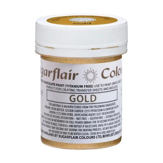 Sugarflair Schokoladenfarbe Gold / 35g - Lebensmittelfarben Sugar Sweet Kitchen