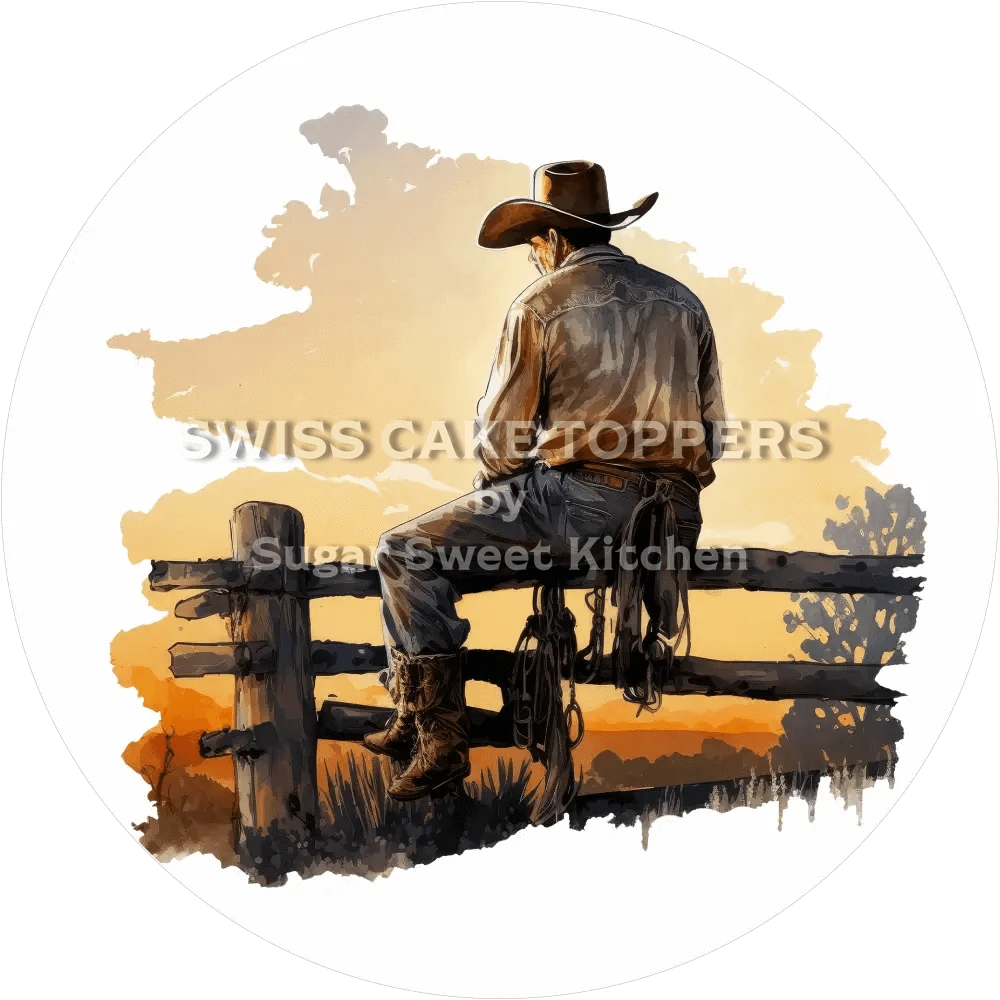 Sunset Cowboy-Tortenaufleger17 - personalisierbar - Fondant- Torten- & Cupcakeaufleger Sugar Sweet Kitchen