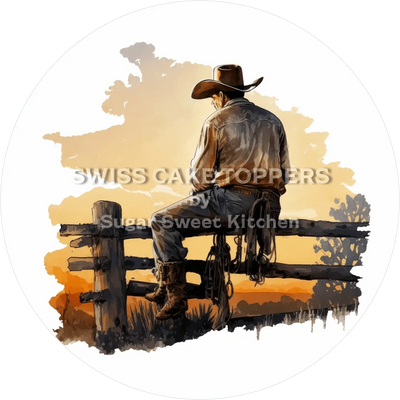 Sunset Cowboy-Tortenaufleger17 - personalisierbar