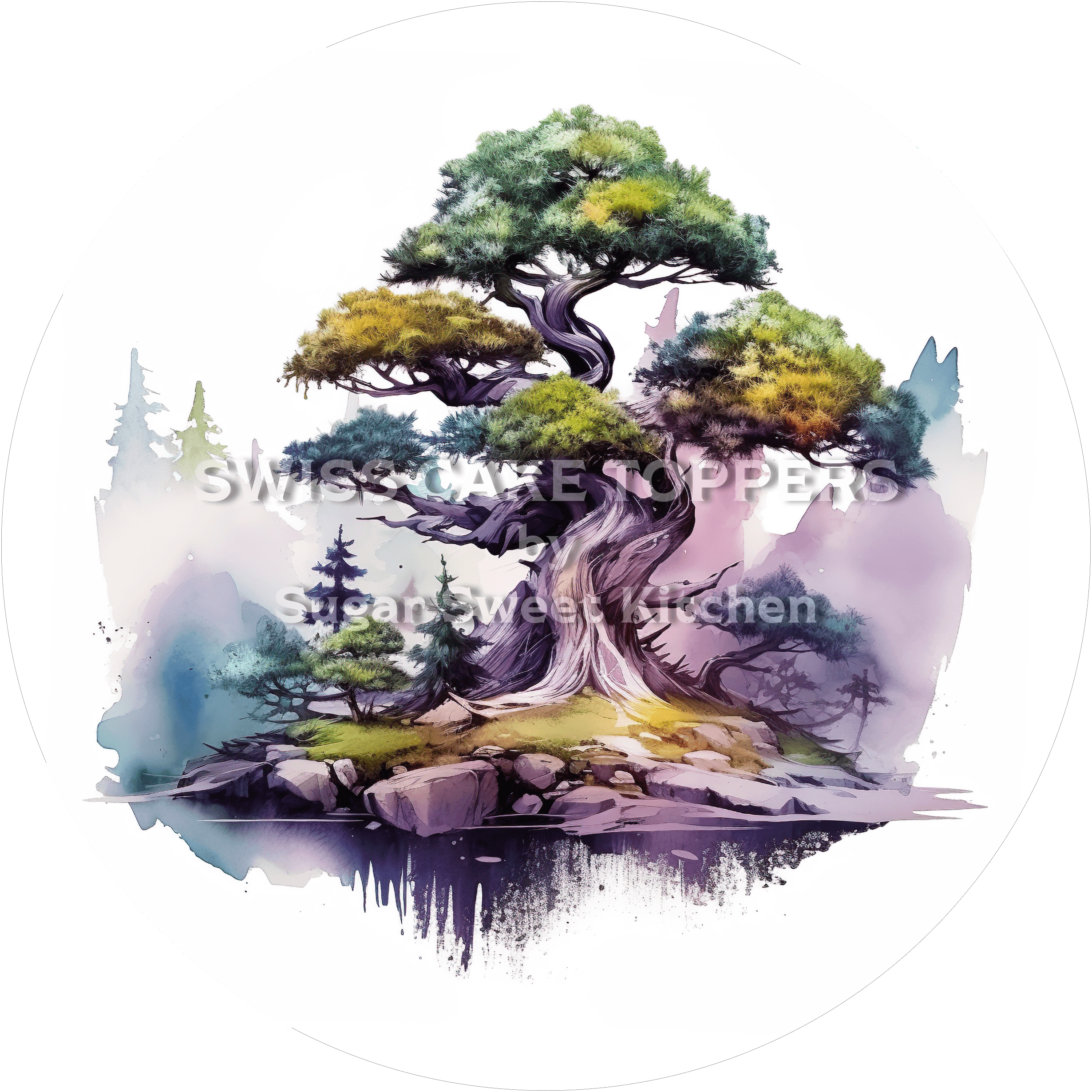 Superschöner Tortenaufleger mit Bäumen10 - personalisierbar - Fondant- Torten- & Cupcakeaufleger Sugar Sweet Kitchen