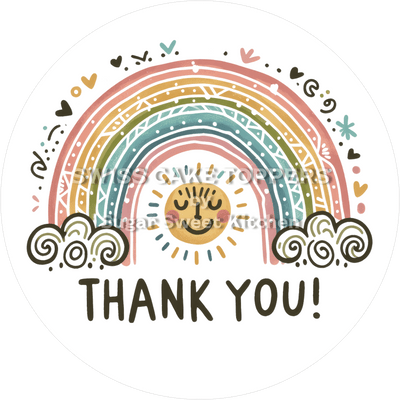 Thank You-Tortenaufleger Boho - personalisierbar