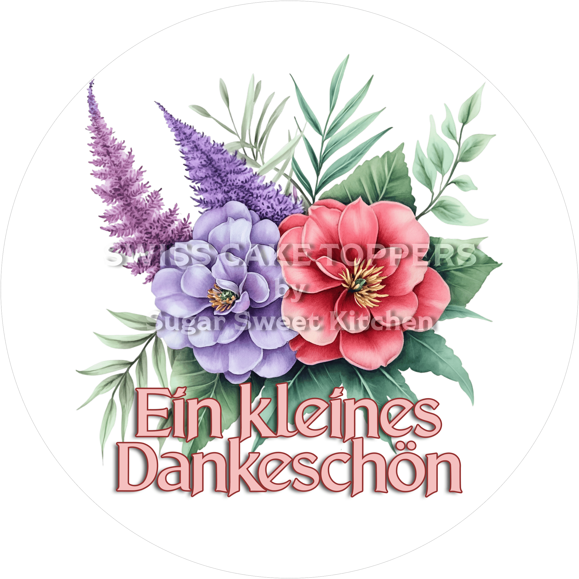 Thank You-Tortenaufleger Flower14 - personalisierbar - Fondant- Torten- & Cupcakeaufleger Sugar Sweet Kitchen