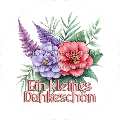 Thank You-Tortenaufleger Flower14  - personalisierbar