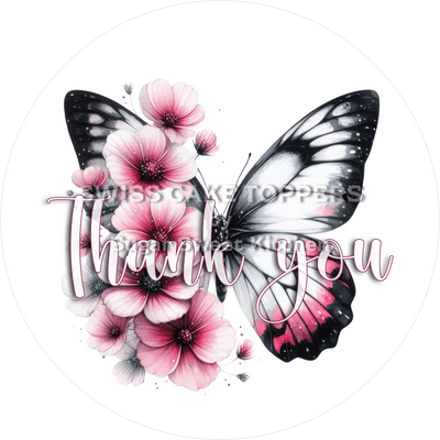 Thank You-Tortenaufleger Flower8  - personalisierbar