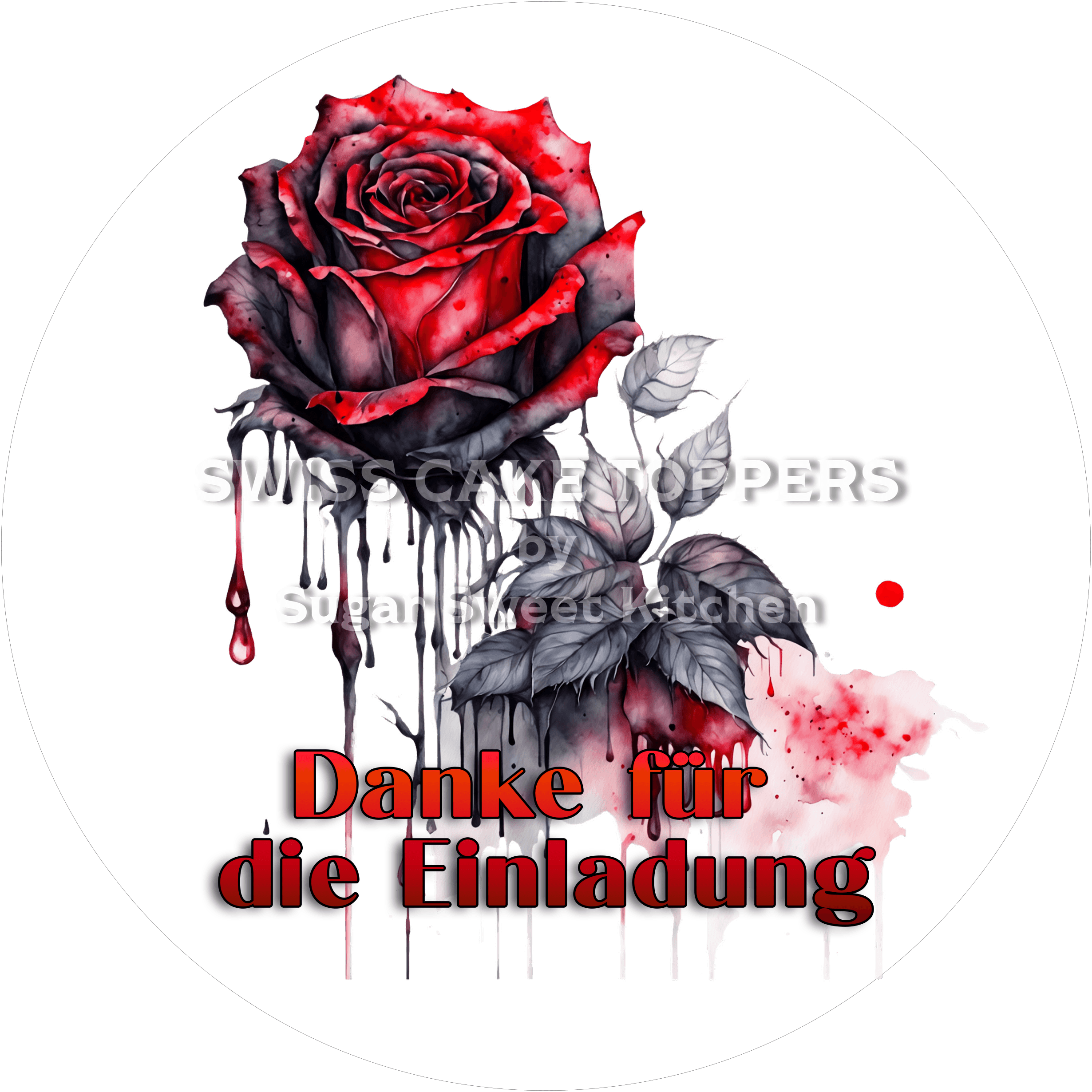 Thank You-Tortenaufleger Flower9 - personalisierbar - Fondant- Torten- & Cupcakeaufleger Sugar Sweet Kitchen