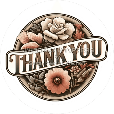 Thank You-Tortenaufleger Flowers - personalisierbar