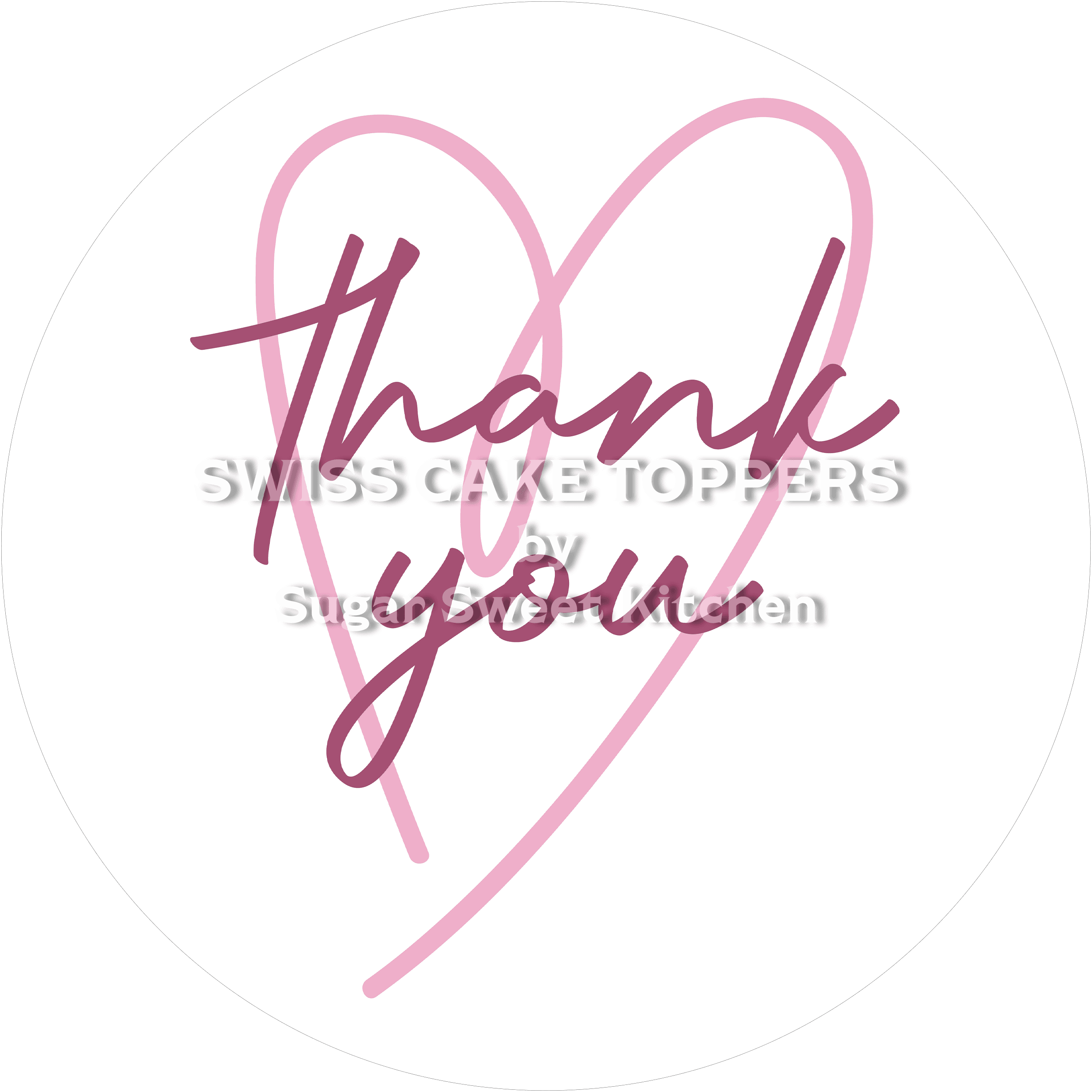 Thank You-Tortenaufleger Heart - personalisierbar - Fondant- Torten- & Cupcakeaufleger Sugar Sweet Kitchen