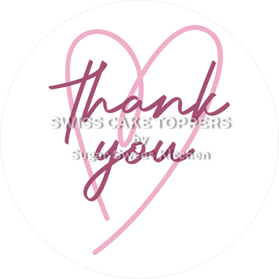 Thank You-Tortenaufleger Heart - personalisierbar