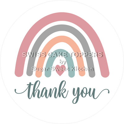 Thank You-Tortenaufleger Rainbow - personalisierbar