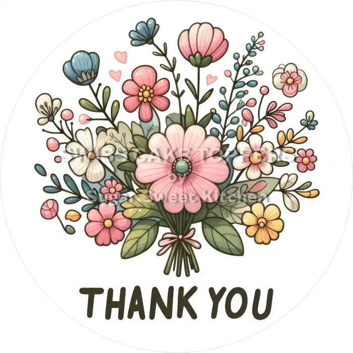 Tortenaufleger Danke Thank You 05 - essbar & personalisierbar - Fondant- Torten- Cupcakeaufleger Sugar Sweet Kitchen
