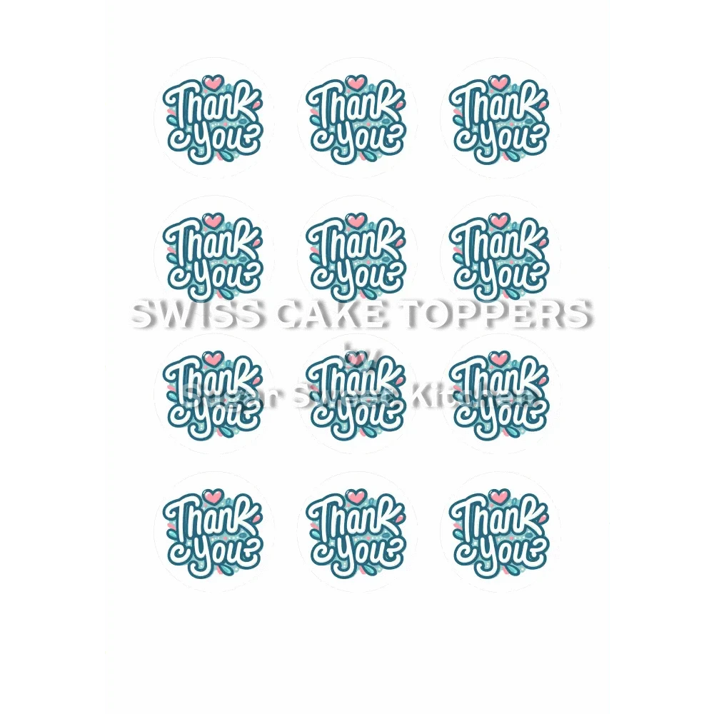 Thank You-Tortenaufleger6 - personalisierbar - Fondant- Torten- & Cupcakeaufleger Sugar Sweet Kitchen