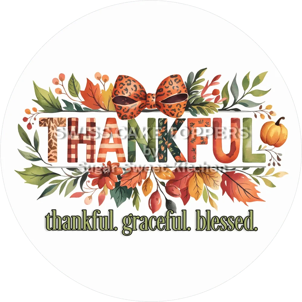 Thankful Herbst-Tortenaufleger8 - personalisierbar - Fondant- Torten- & Cupcakeaufleger Sugar Sweet Kitchen