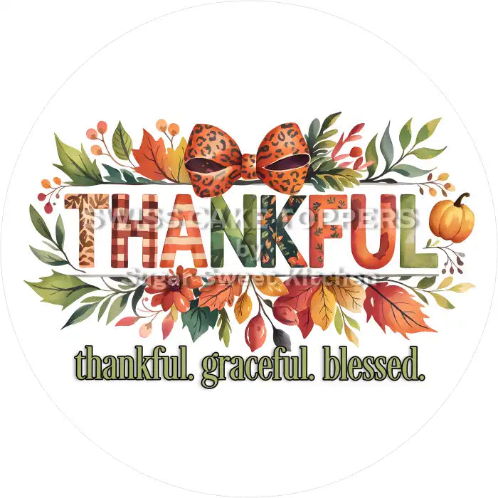 Thankful Herbst-Tortenaufleger8 - personalisierbar - Fondant- Torten- & Cupcakeaufleger Sugar Sweet Kitchen