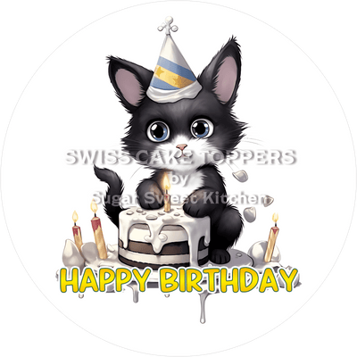 Tier-Geburtstags-Tortenaufleger Cat18 - personalisierbar