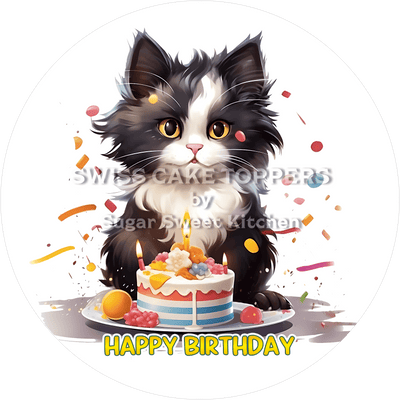 Tier-Geburtstags-Tortenaufleger Cat19 - personalisierbar