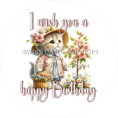 Tier-Geburtstags-Tortenaufleger Cat9 - personalisierbar