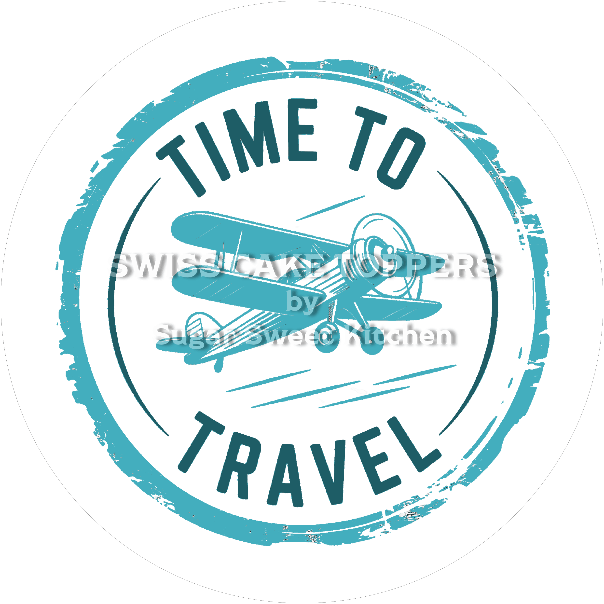 Time to Travel-Tortenaufleger6- personalisierbar - Fondant- Torten- & Cupcakeaufleger Sugar Sweet Kitchen