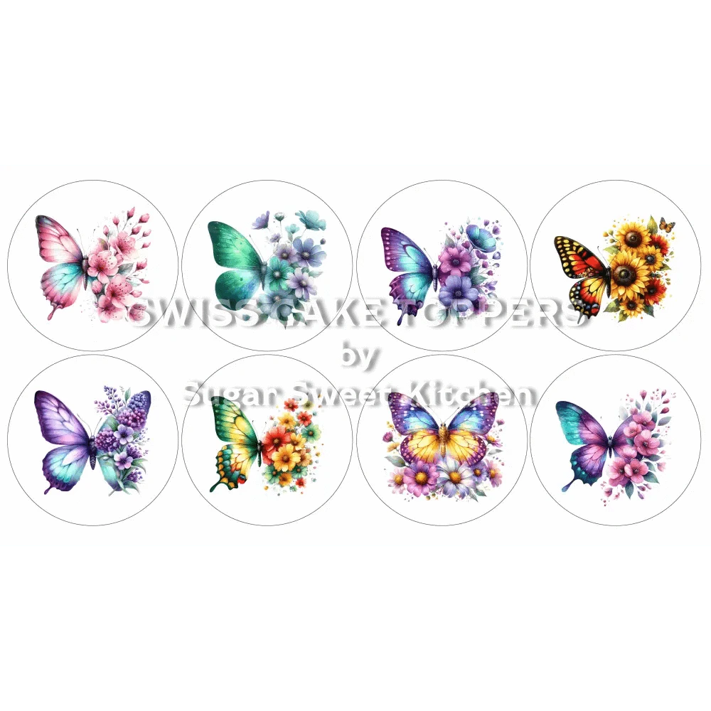 Tolle Blumen-Cupcakes- & Dessertaufleger2 - personalisierbar - Fondant- Torten- Cupcakeaufleger Sugar Sweet Kitchen