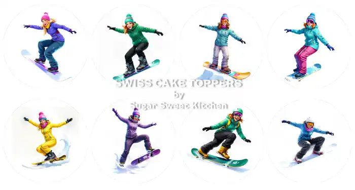 Tolle Snowboard-Cupcakes- & Dessertaufleger1 - personalisierbar - Fondant- Torten- Cupcakeaufleger Sugar Sweet Kitchen