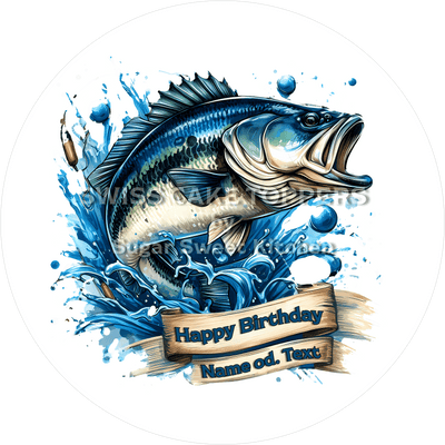 Toller Fischer-Tortenaufleger mit Text oder Namen