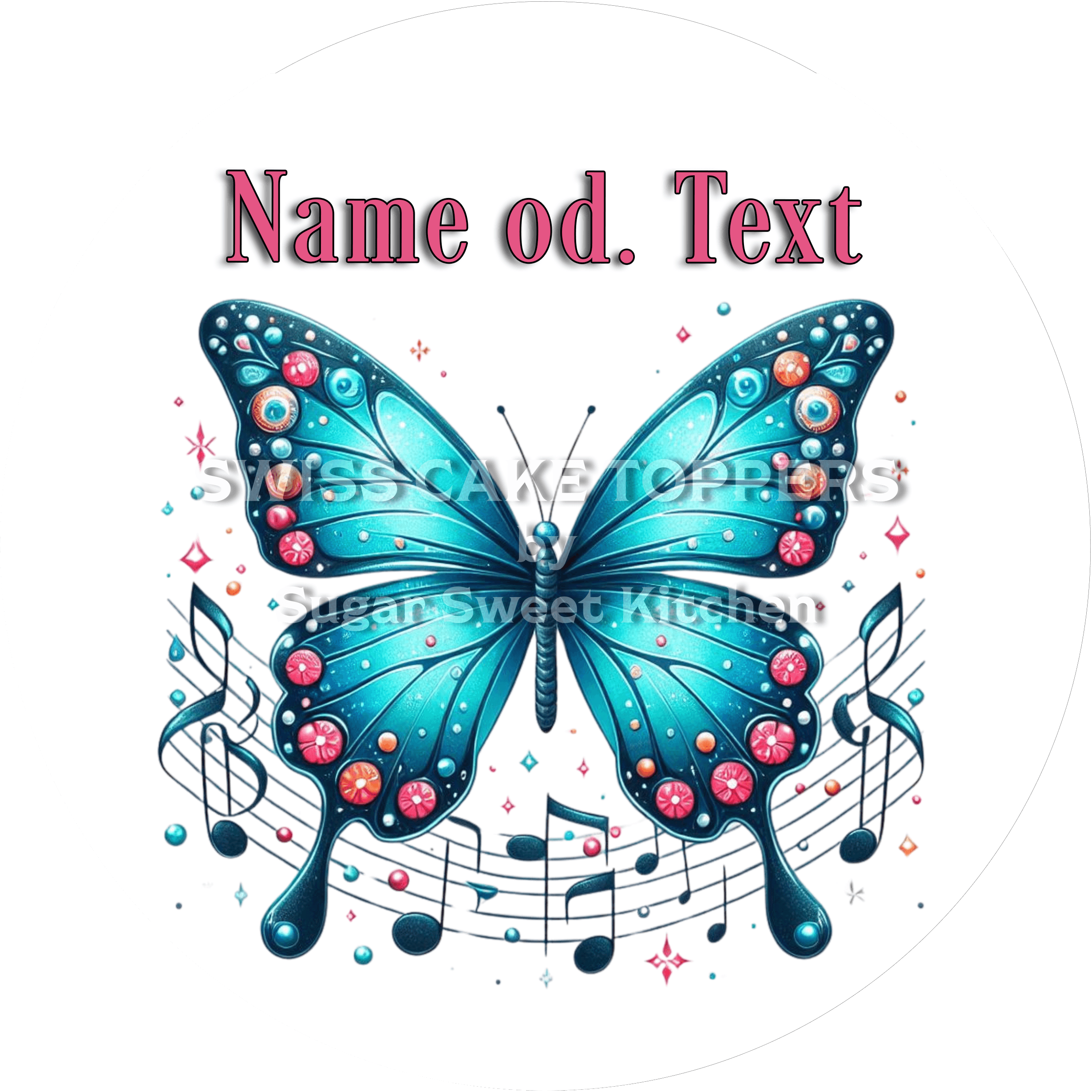 Toller Musik-Tortenaufleger4 mit Namen - Fondant- Torten- & Cupcakeaufleger Sugar Sweet Kitchen