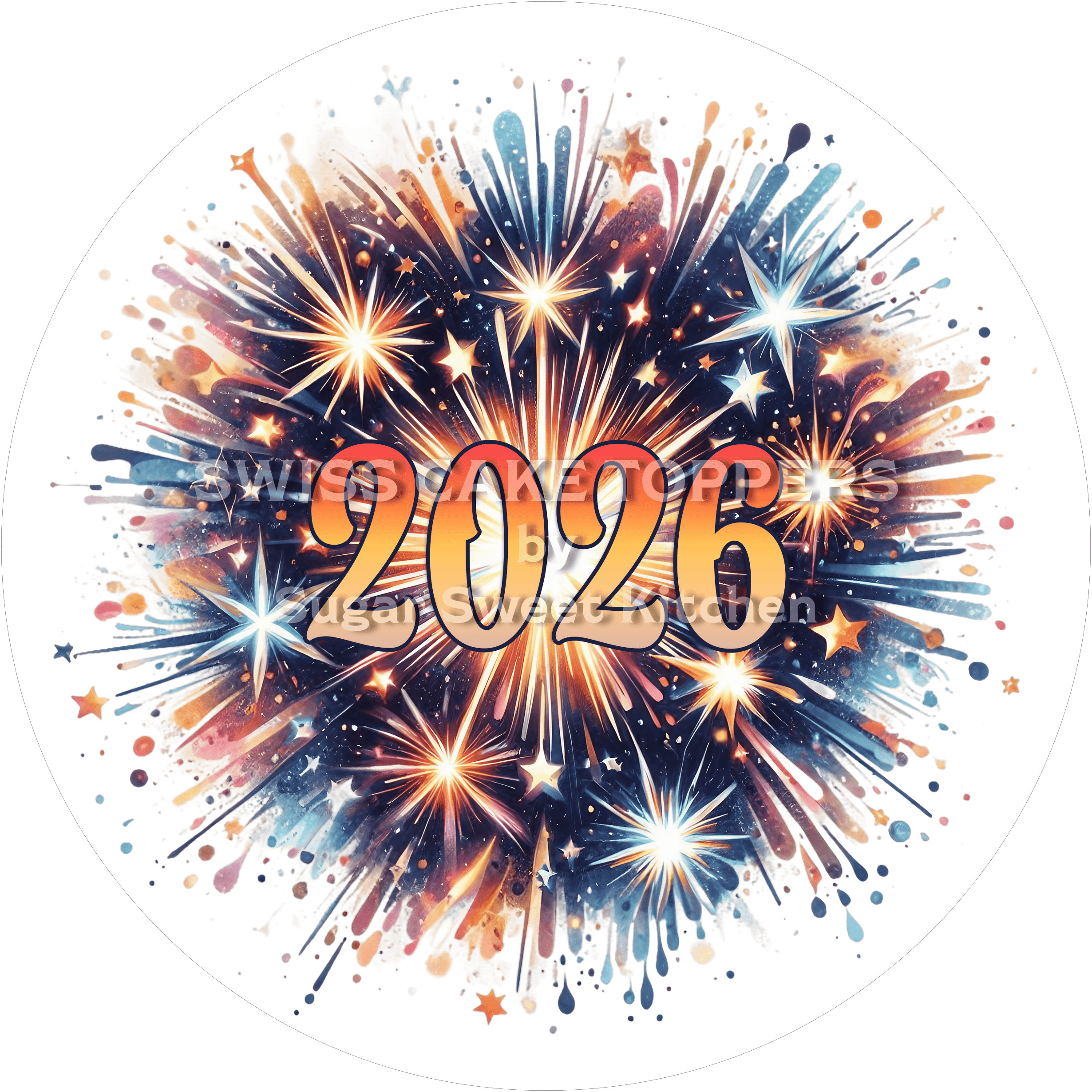 Toller New Year-Tortenaufleger mit Jahreszahl5 - personalisierbar - Fondant- Torten- & Cupcakeaufleger Sugar Sweet