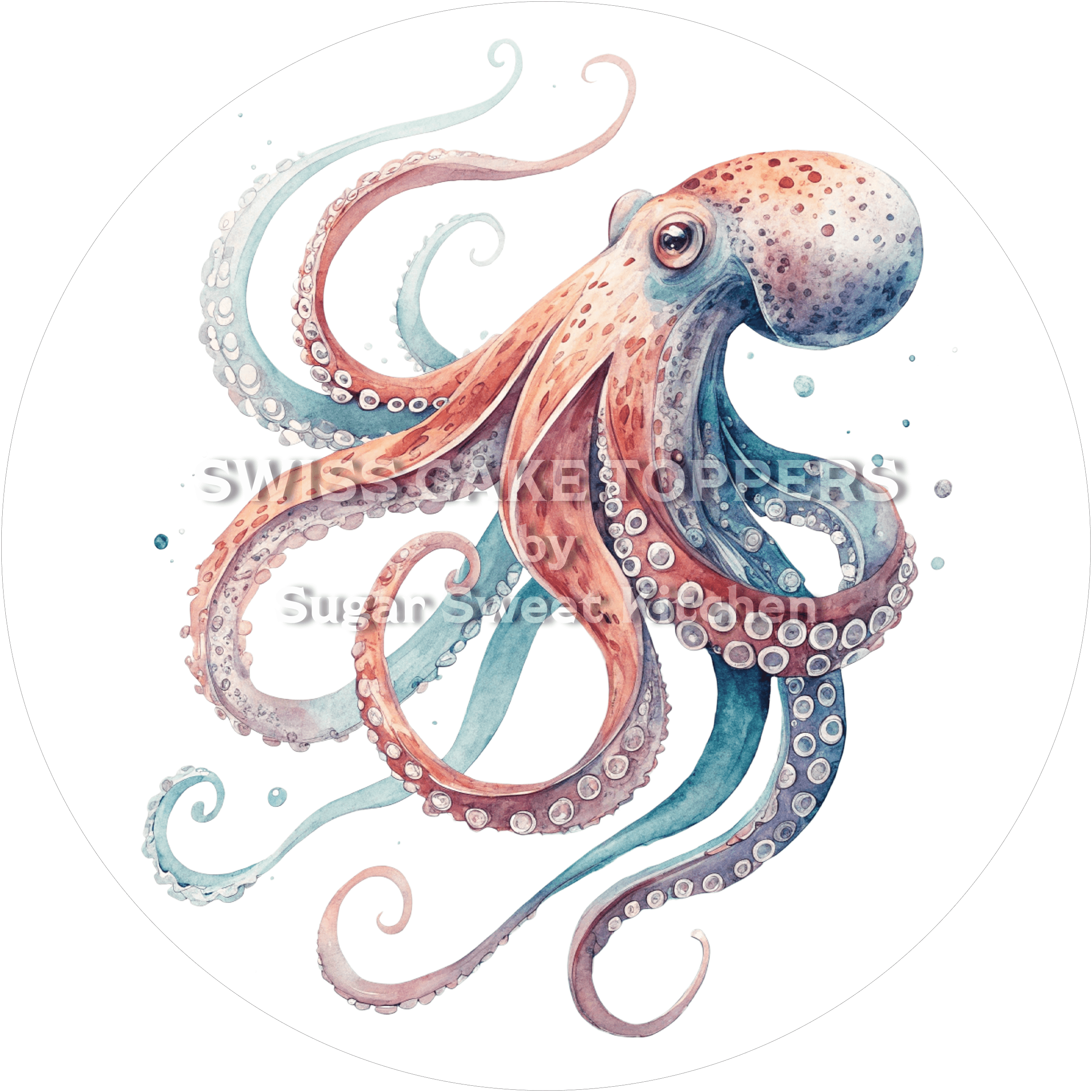 Toller Octopus-Tortenaufleger1 - personalisierbar - Fondant- Torten- & Cupcakeaufleger Sugar Sweet Kitchen