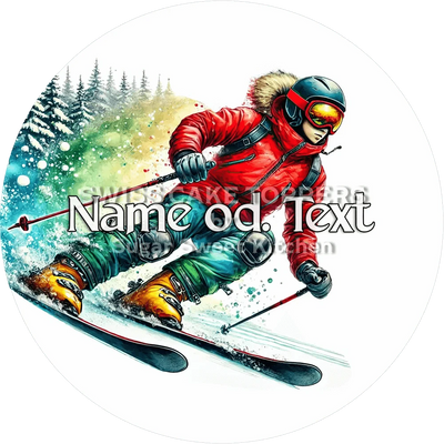 Toller Skifahrer-Tortenaufleger2 mit Name od. Text