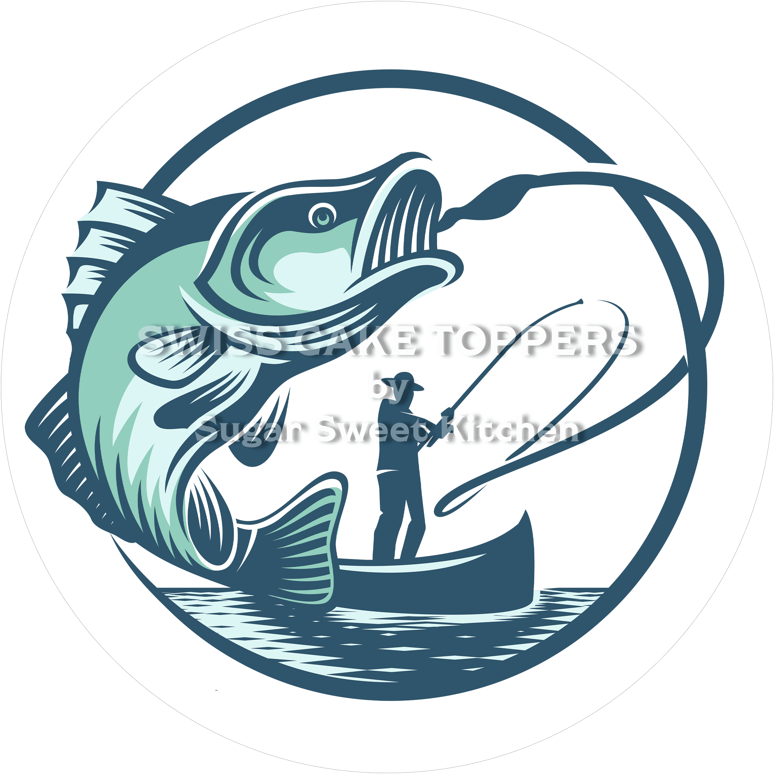 Toller Tortenaufleger Fischen1 - personalisierbar - Fondant- Torten- & Cupcakeaufleger Sugar Sweet Kitchen