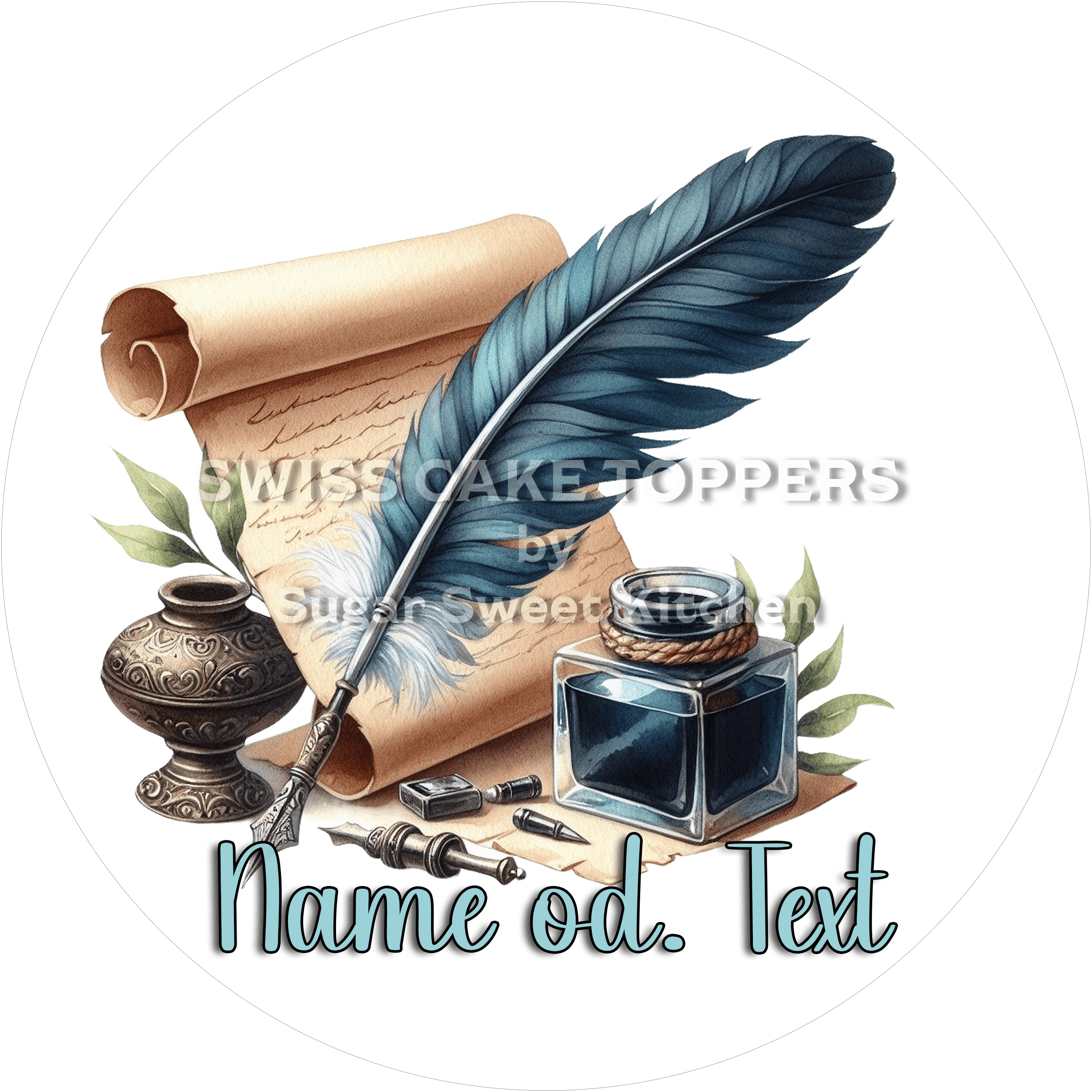 Toller Tortenaufleger für Schriftsteller mit Namen od. Text - Fondant- Torten- & Cupcakeaufleger Sugar Sweet Kitchen