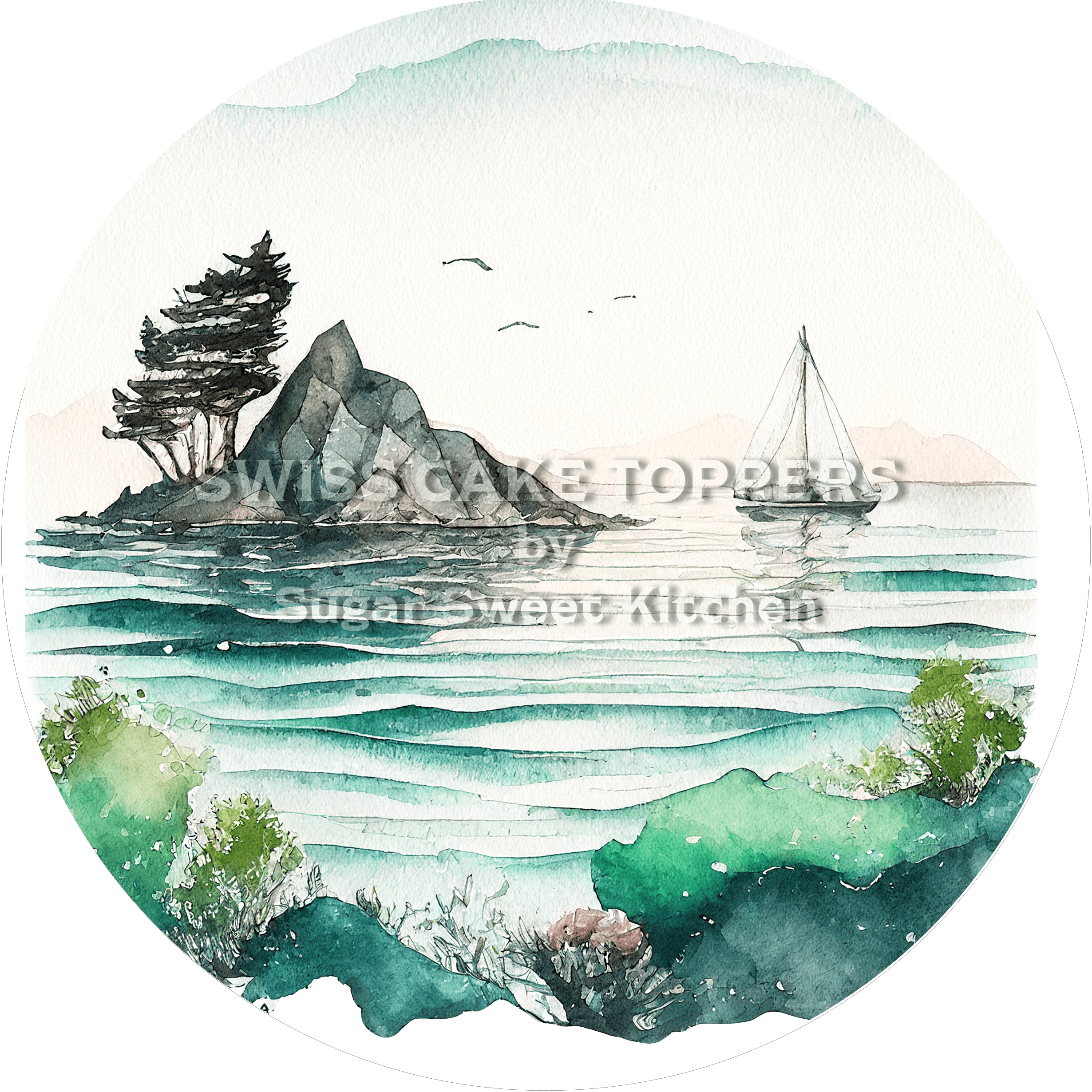 Toller Tortenaufleger mit Seen- & Flussmotiven1 - personalisierbar - Fondant- Torten- Cupcakeaufleger Sugar Sweet