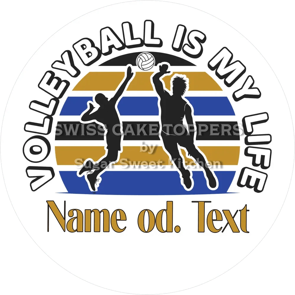 Toller Volleyball-Tortenaufleger10 mit Name od. Text - Fondant- Torten- & Cupcakeaufleger Sugar Sweet Kitchen