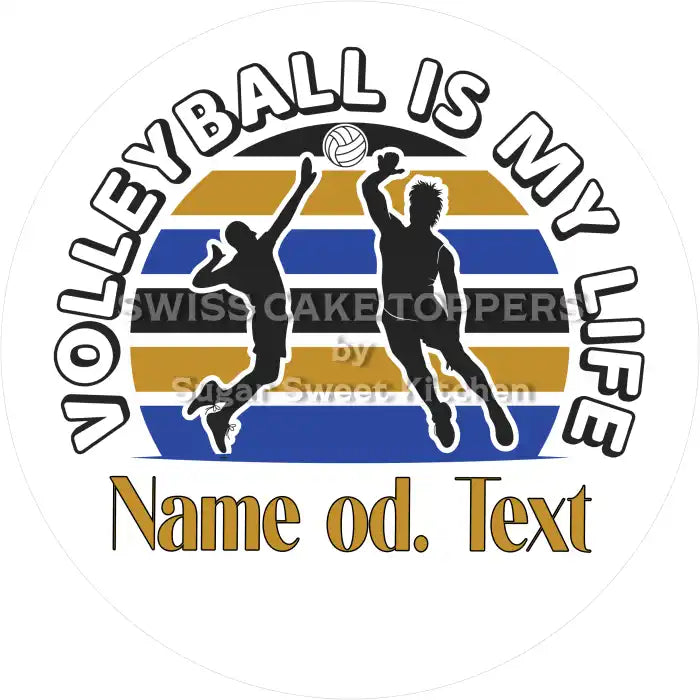 Toller Volleyball-Tortenaufleger10 mit Name od. Text - Fondant- Torten- & Cupcakeaufleger Sugar Sweet Kitchen