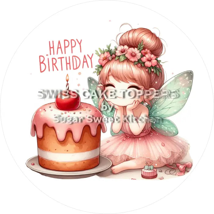 Torteanaufleger Geburtstag Fee 04 - essbar & personalisierbar - Fondant- Torten- Cupcakeaufleger Sugar Sweet Kitchen