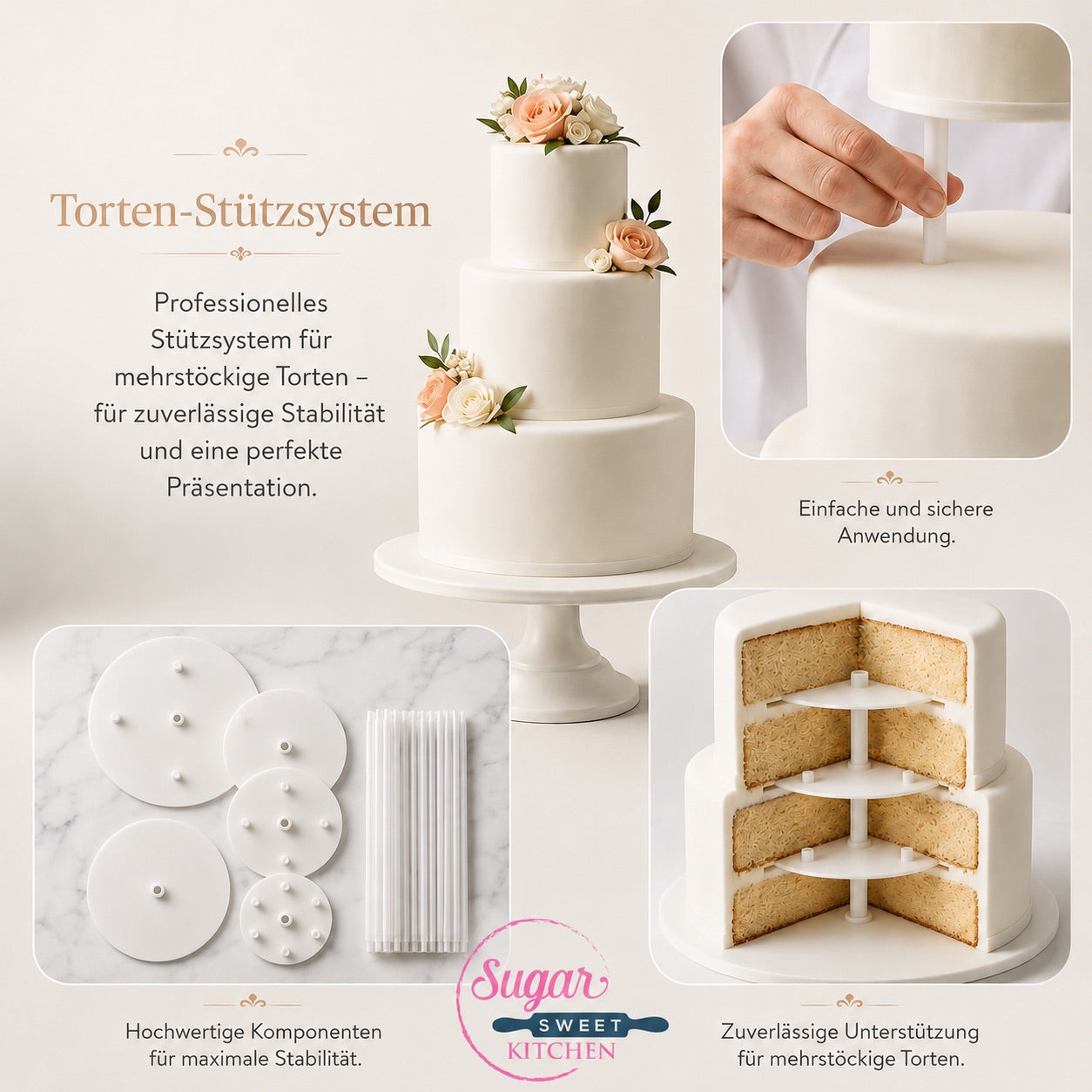 Torten-Stützsystem für mehrstöckige Torten / 20tlg. - Tortendekoration Sugar Sweet Kitchen