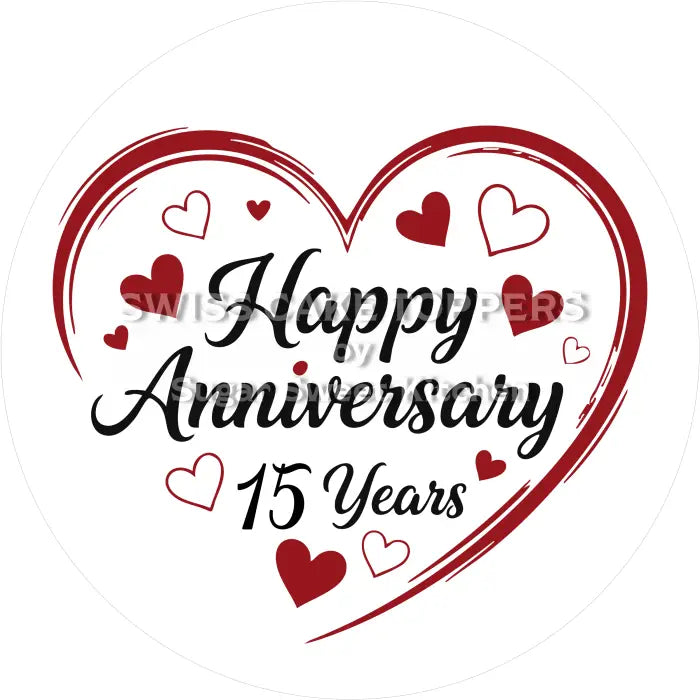 Tortenaufleger zum 15. Hochzeitstag - essbar & personalisierbar - Fondant- Torten- Cupcakeaufleger Sugar Sweet Kitchen
