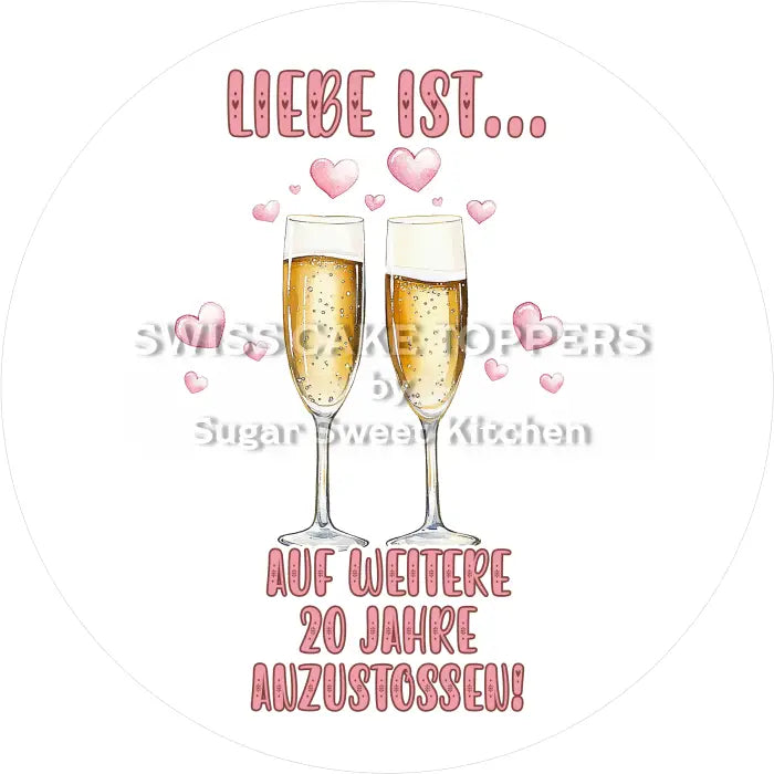 Tortenaufleger zum 20. Hochzeitstag31 - essbar & personalisierbar - Fondant- Torten- Cupcakeaufleger Sugar Sweet Kitchen