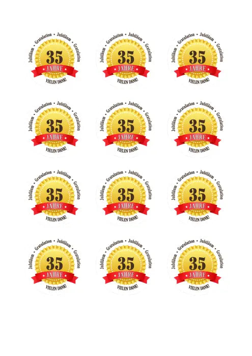 Tortenaufleger 35 Jahre Firmenjubiläum - essbar & personalisierbar - Fondant- Torten- Cupcakeaufleger Sugar Sweet