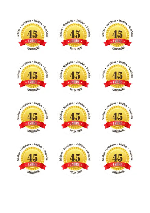 Tortenaufleger 45 Jahre Firmenjubiläum - essbar & personalisierbar - Fondant- Torten- Cupcakeaufleger Sugar Sweet
