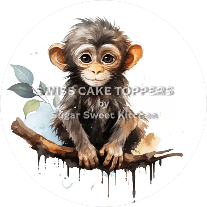 Tortenaufleger Affe 04 - essbar & personalisierbar - Fondant- Torten- Cupcakeaufleger Sugar Sweet Kitchen