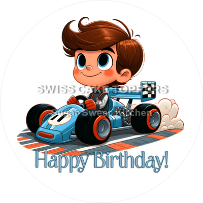 Tortenaufleger Autorennfahrer1- personalisierbar