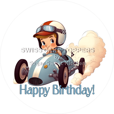 Tortenaufleger Autorennfahrer2- personalisierbar