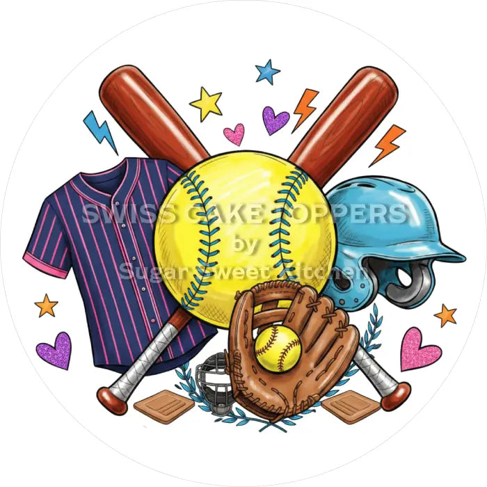 Tortenaufleger Baseball 02 - essbar & personalisierbar - Fondant- Torten- Cupcakeaufleger Sugar Sweet Kitchen