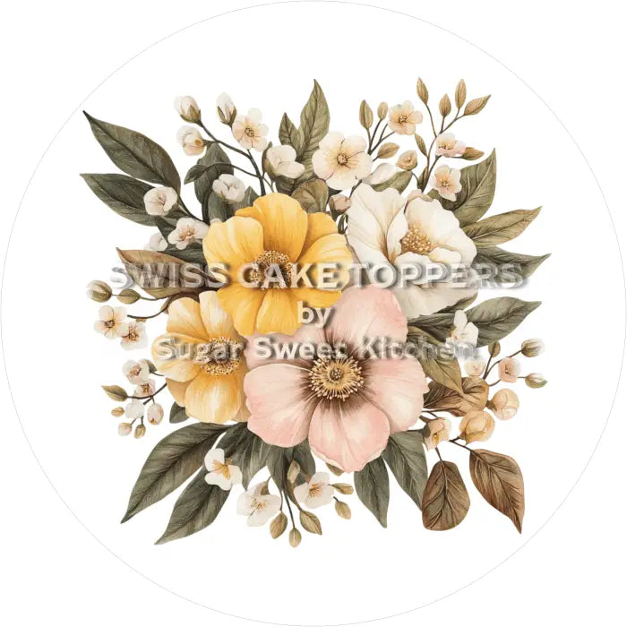 Tortenaufleger Blumen 18 - essbar & personalisierbar - Fondant- Torten- Cupcakeaufleger Sugar Sweet Kitchen